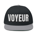 Hats One size / Black/Grey INTO: VOYEUR Embroidered Flat Bill Cap – Kink Hat for Watchers, Exhibitionists-at-Heart & Curious Perverts LEATHERDADDY BATOR