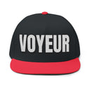 Hats One size / Black/Red INTO: VOYEUR Embroidered Flat Bill Cap – Kink Hat for Watchers, Exhibitionists-at-Heart & Curious Perverts LEATHERDADDY BATOR
