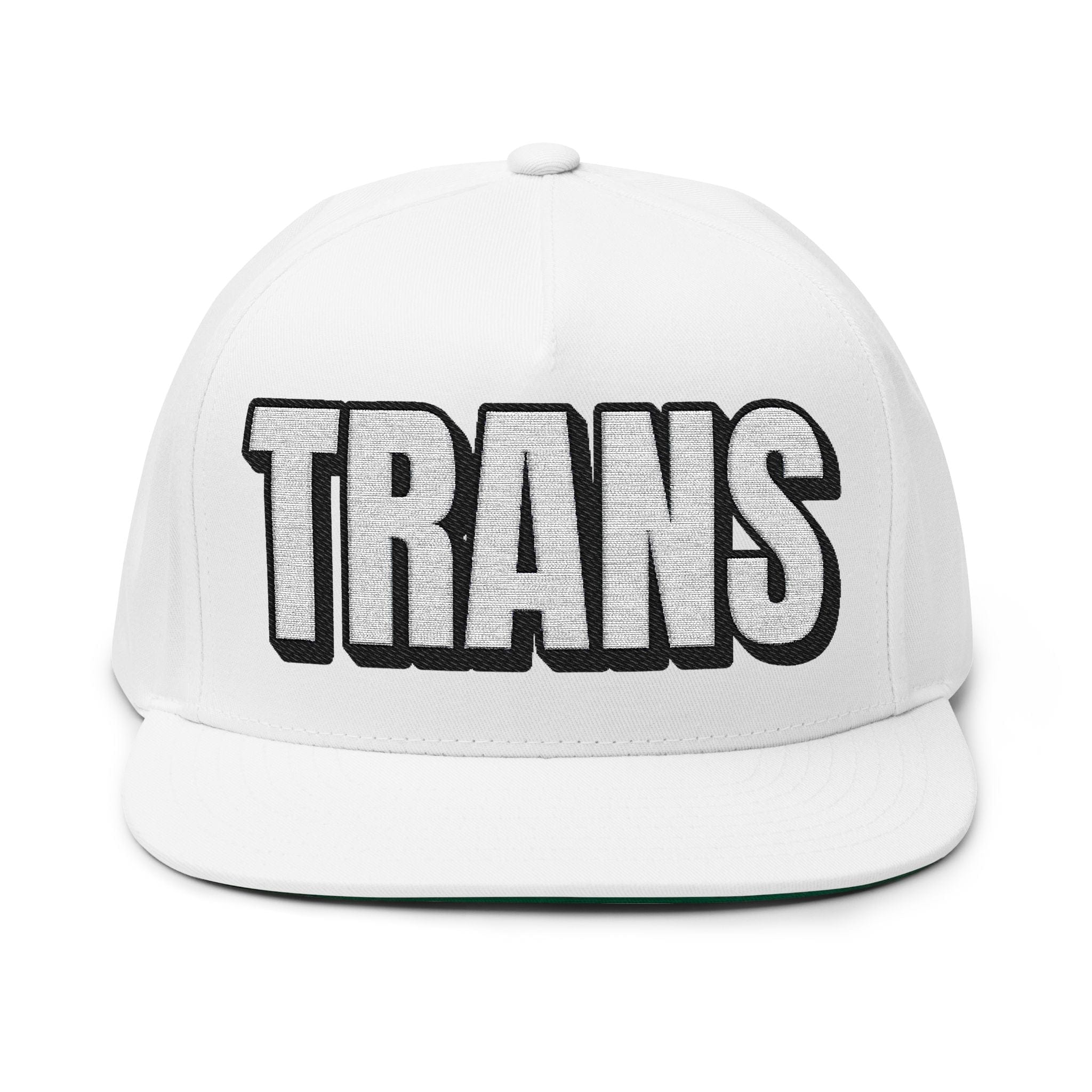 Hats One size / White INTO: TRANS Embroidered Flat Bill Cap – Queer Hat for Trans Pride, Visibility & Power LEATHERDADDY BATOR