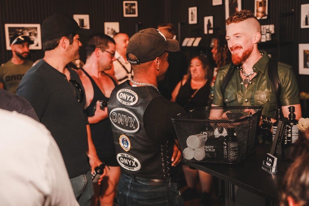 Customers crowding the LeatherDaddy store on opening day.