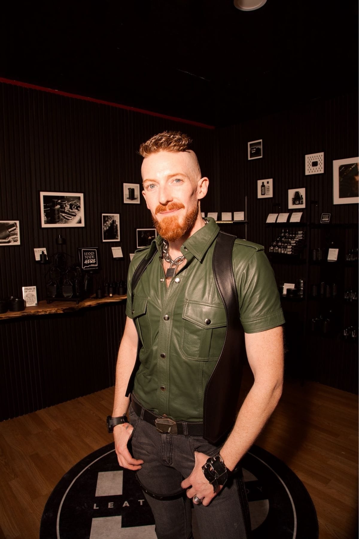 Chris Wright-Garcia, founder of LeatherDaddy, inside the Albuquerque store.