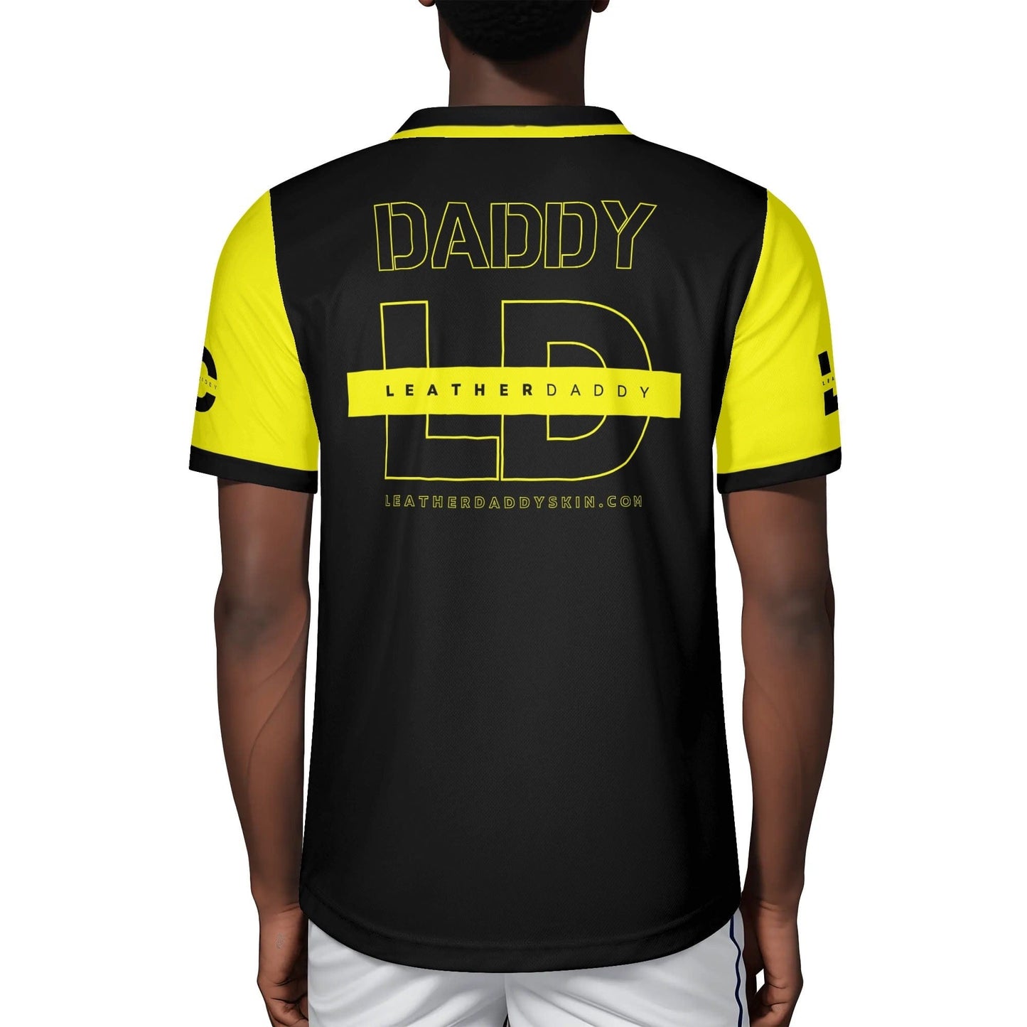 LeatherDaddy Logo Rugby Jersey – Black & Yellow LEATHERDADDY BATOR