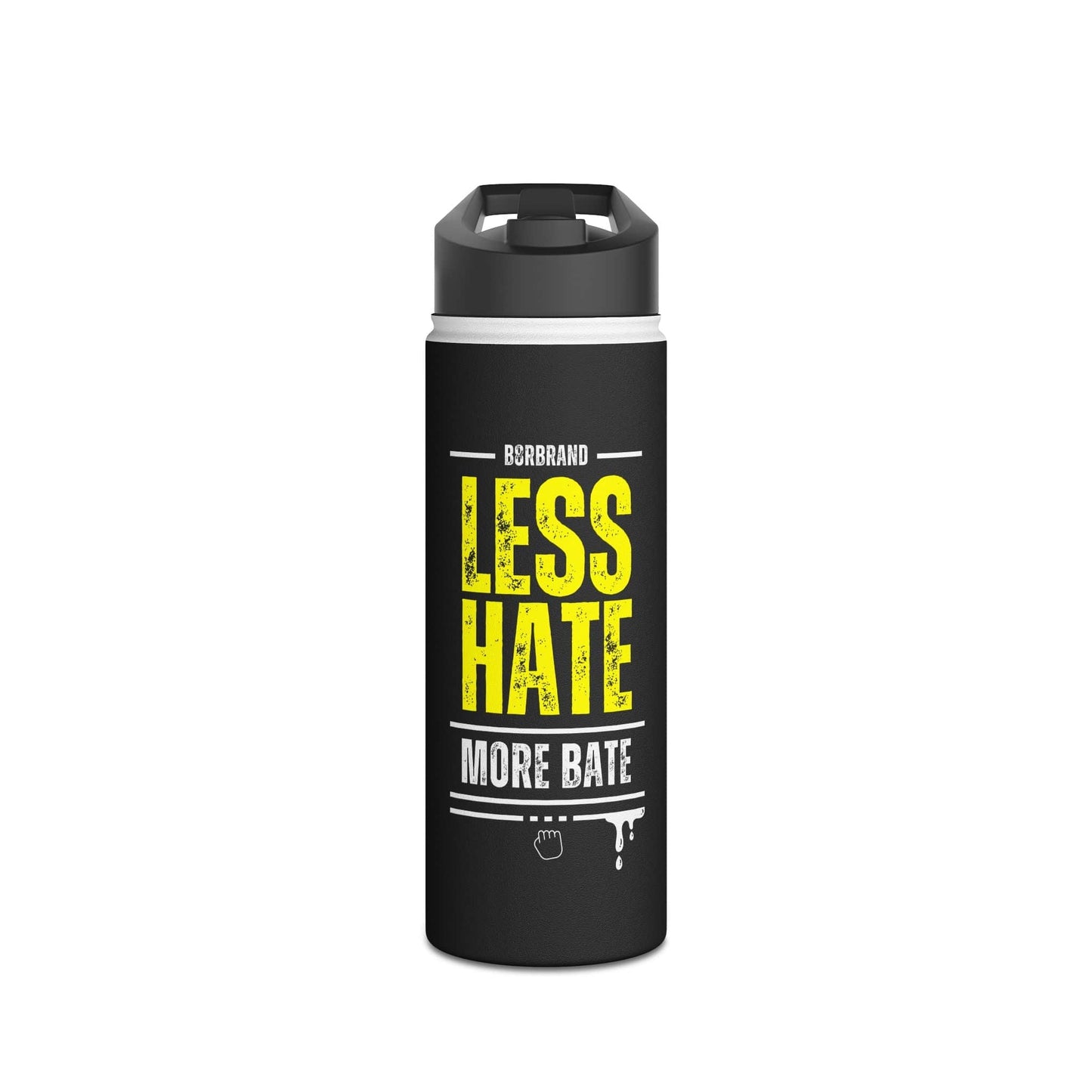 Water bottle 18oz / White Less Hate, More Bate Stainless Steel Water Bottle, Standard Lid -B8rBrand LEATHERDADDY BATOR