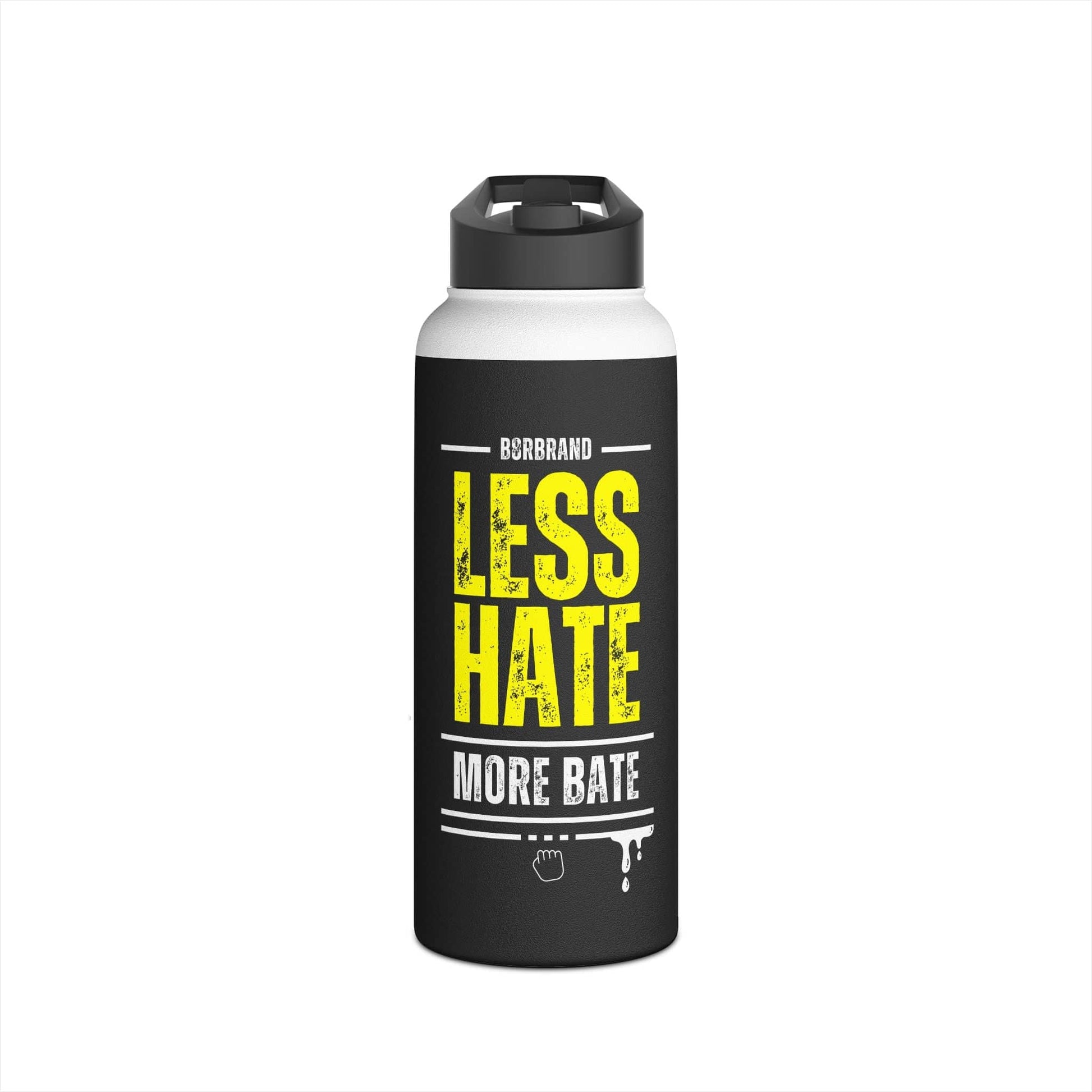 Water bottle 32oz / White Less Hate, More Bate Stainless Steel Water Bottle, Standard Lid -B8rBrand LEATHERDADDY BATOR