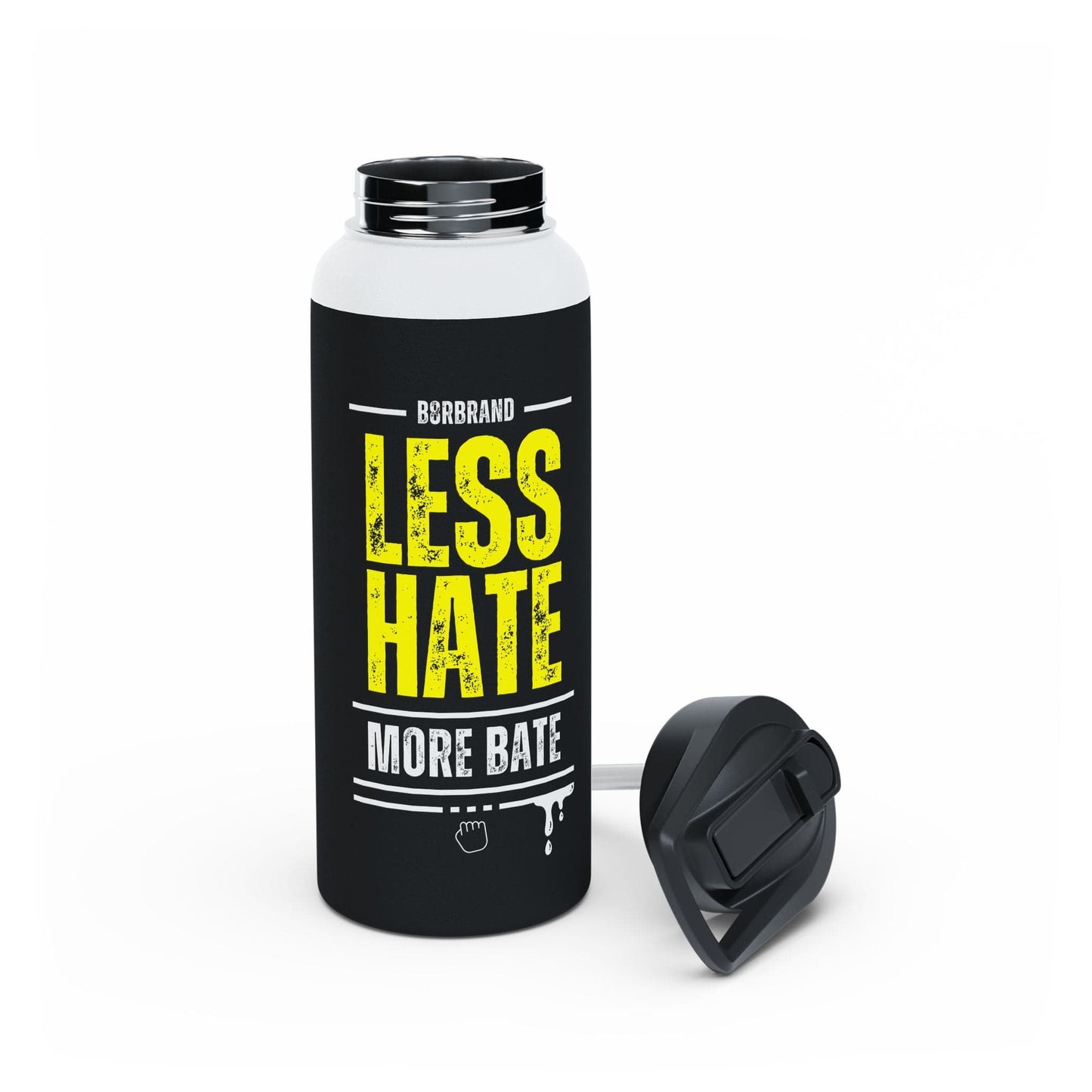 Water bottle Less Hate, More Bate Stainless Steel Water Bottle, Standard Lid -B8rBrand LEATHERDADDY BATOR