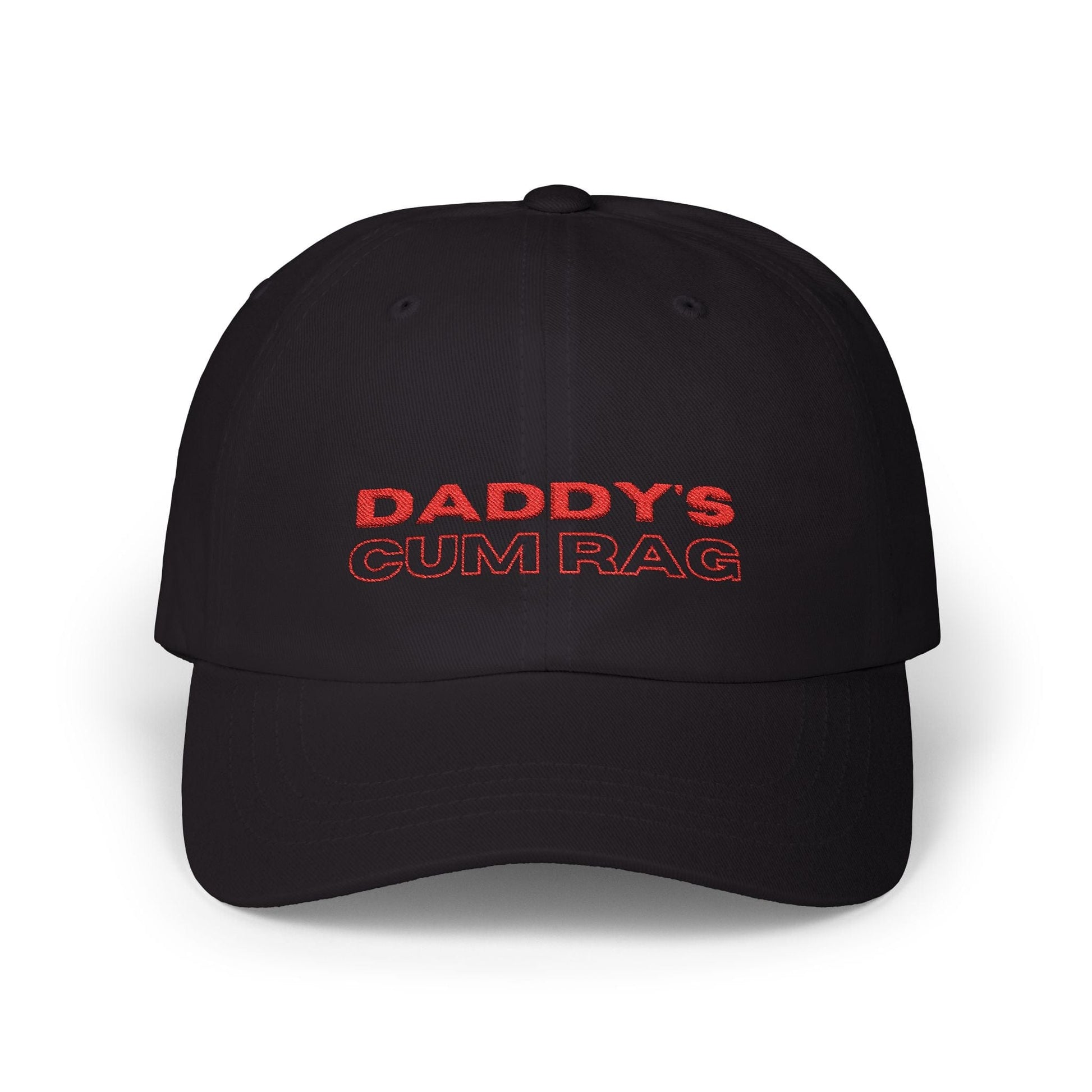 Hats Black "Daddy's C*mRag" Embroidered Dad Cap (Red Text) LEATHERDADDY BATOR