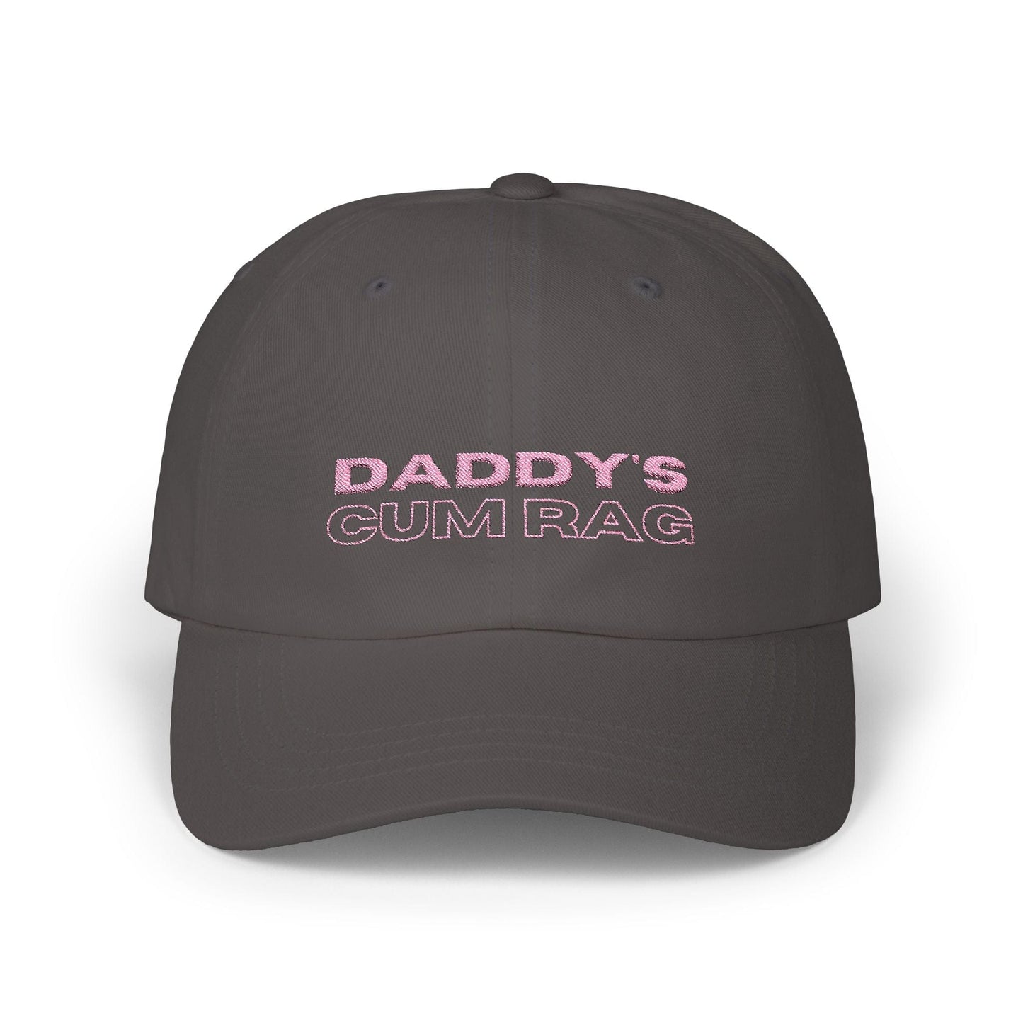 Hats Dark Grey "Daddy's C*mRag" Embroidered Dad Cap (Pink Text) LEATHERDADDY BATOR