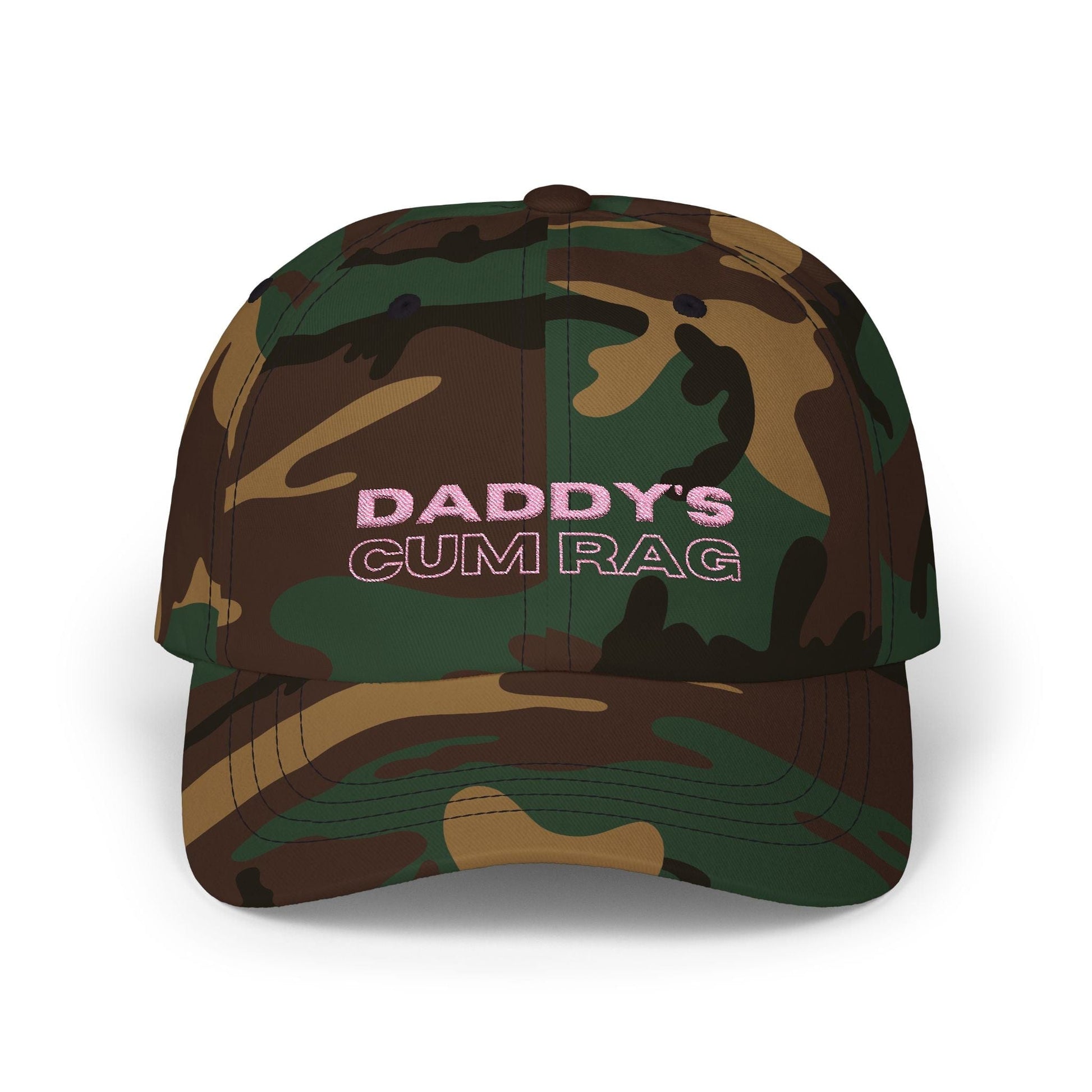 Hats Green Camo "Daddy's C*mRag" Embroidered Dad Cap (Pink Text) LEATHERDADDY BATOR