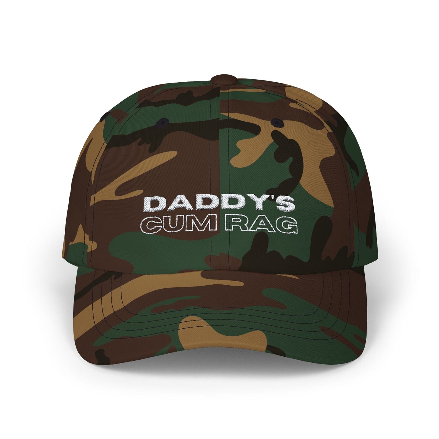 Hats Green Camo "Daddy's C*mRag" Embroidered Dad Cap (white text) LEATHERDADDY BATOR