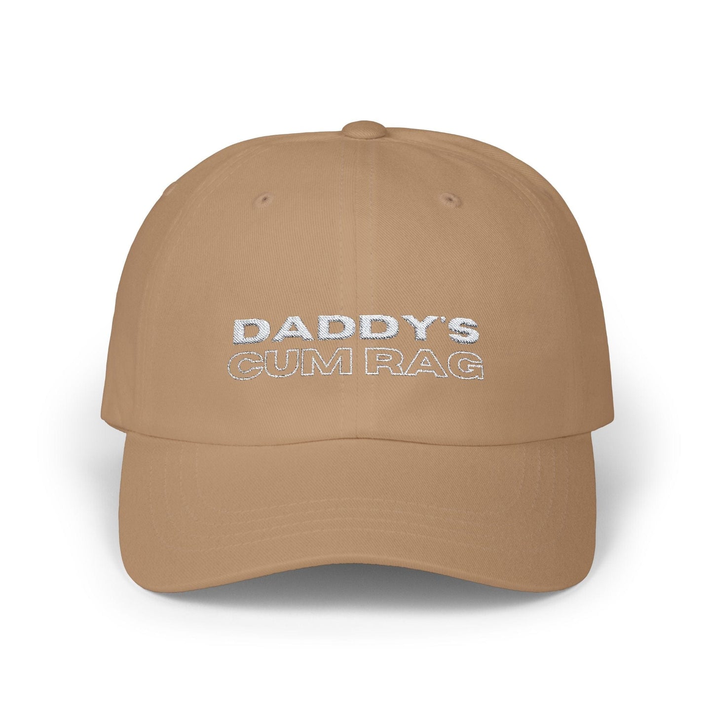 Hats Khaki "Daddy's C*mRag" Embroidered Dad Cap (white text) LEATHERDADDY BATOR