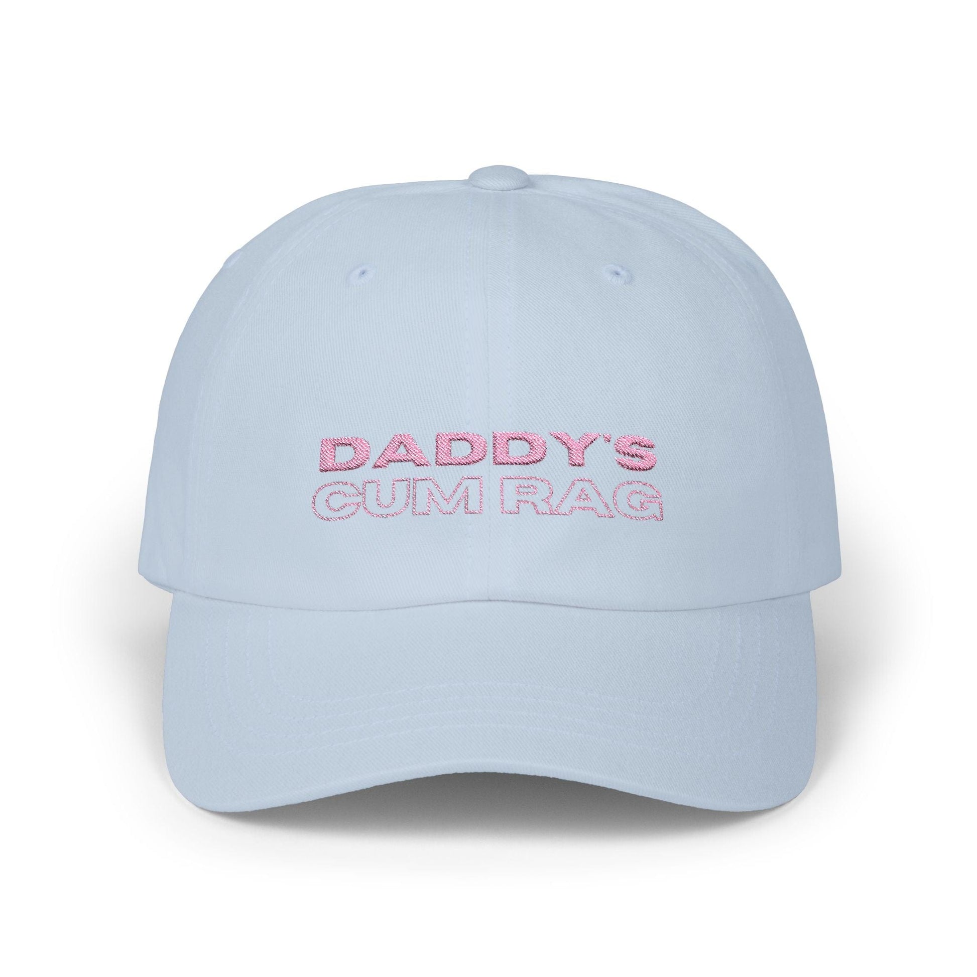 Hats Light Blue "Daddy's C*mRag" Embroidered Dad Cap (Pink Text) LEATHERDADDY BATOR