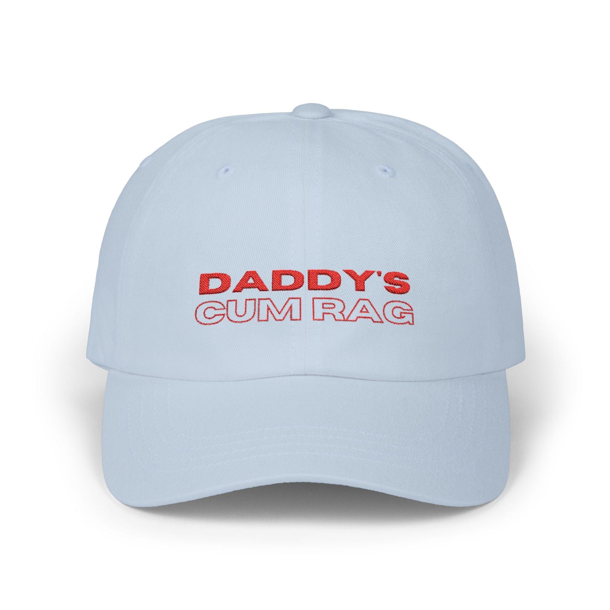 Hats Light Blue "Daddy's C*mRag" Embroidered Dad Cap (Red Text) LEATHERDADDY BATOR