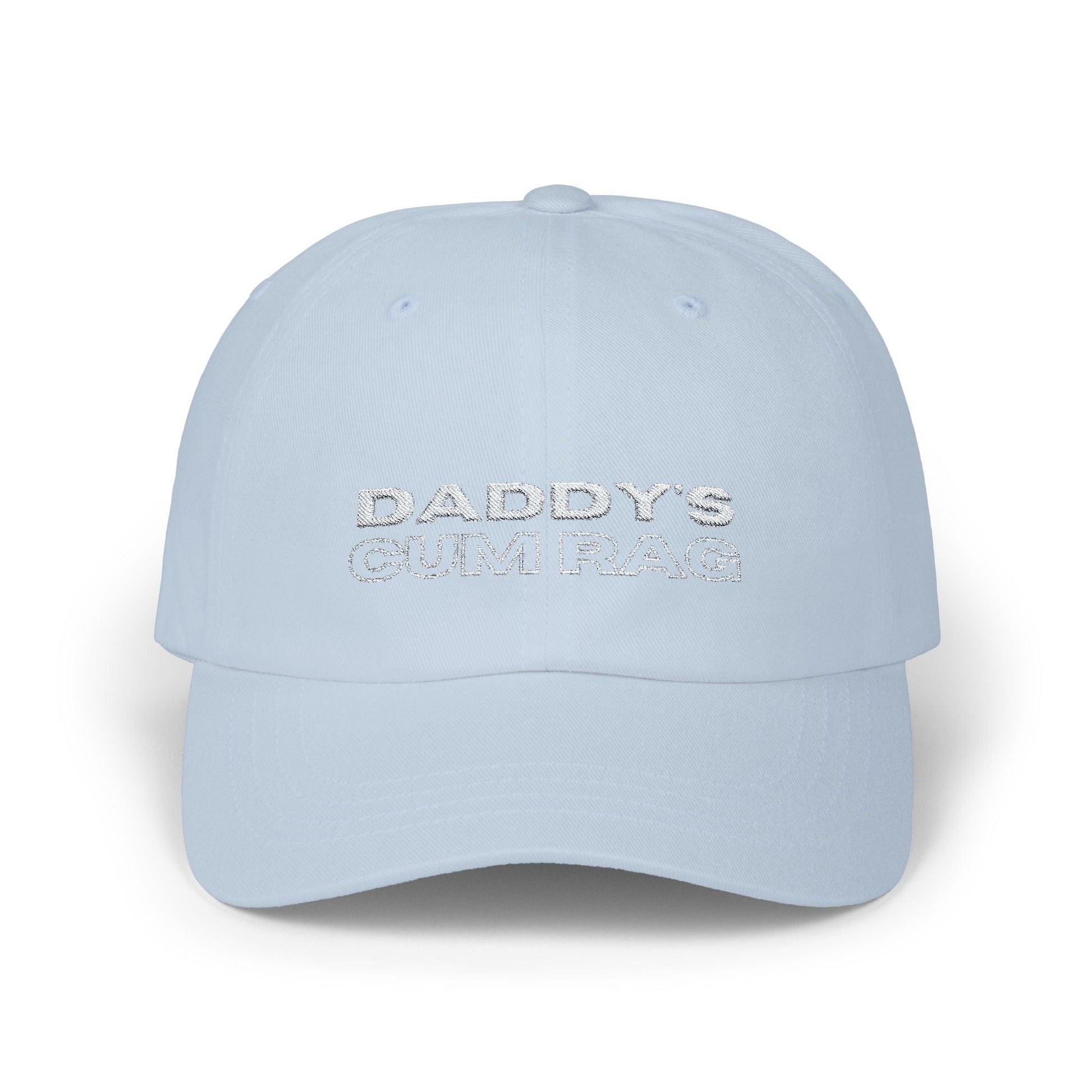 Hats Light Blue "Daddy's C*mRag" Embroidered Dad Cap (white text) LEATHERDADDY BATOR