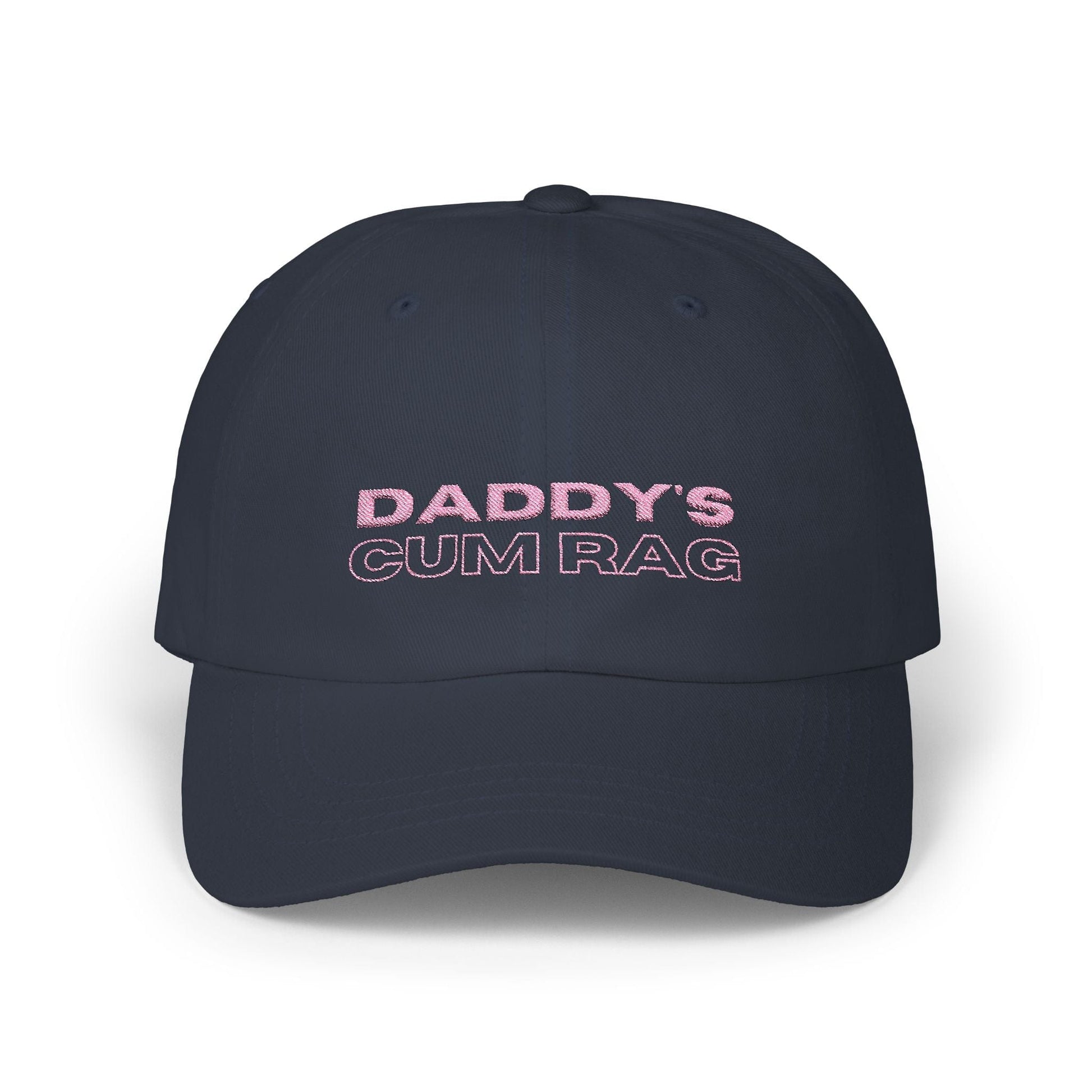 Hats Navy "Daddy's C*mRag" Embroidered Dad Cap (Pink Text) LEATHERDADDY BATOR