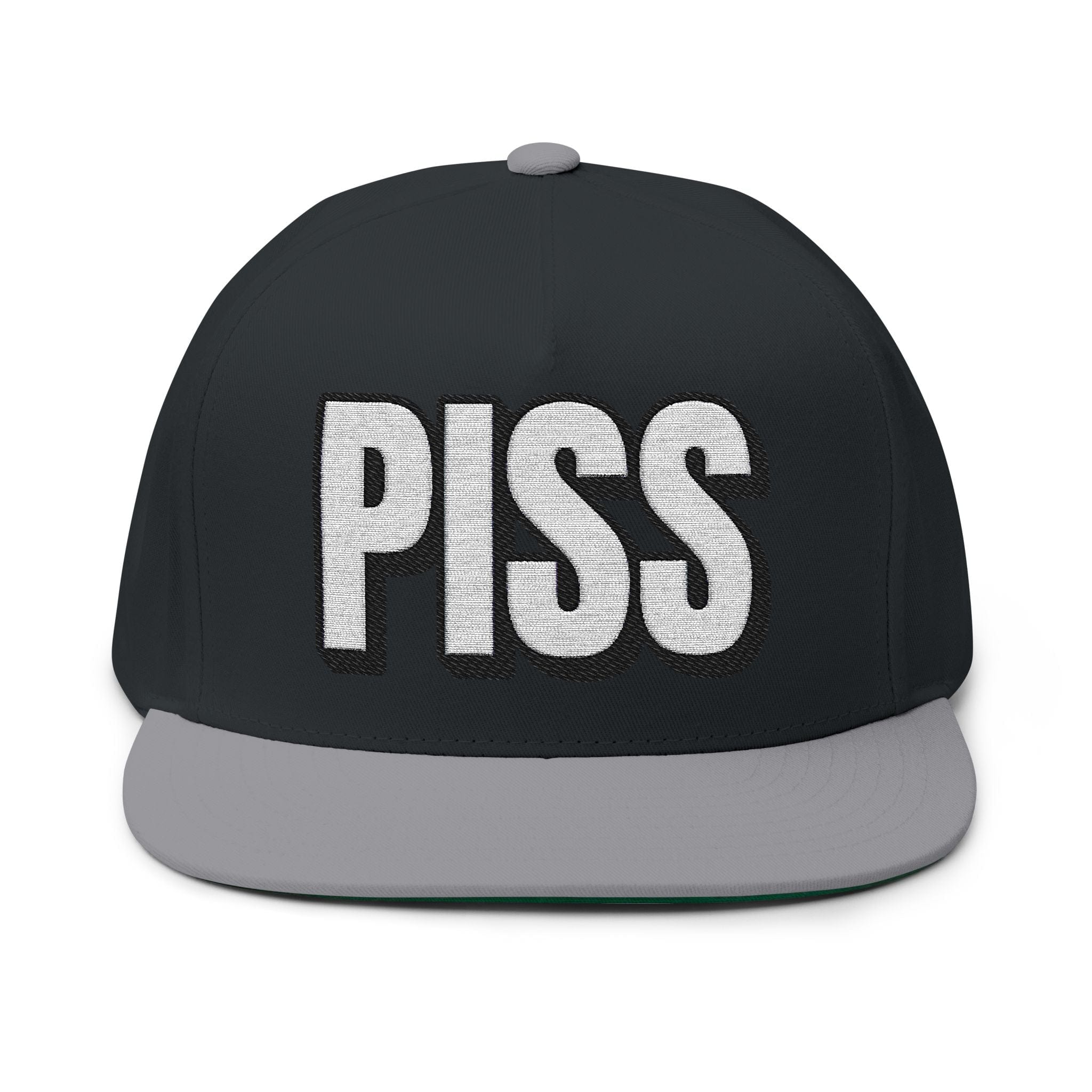 Hats One size / Black/Grey INTO: PISS Embroidered Flat Bill Cap – Kink Hat for Watersports Enthusiasts & Queer Fetish Pride LEATHERDADDY BATOR