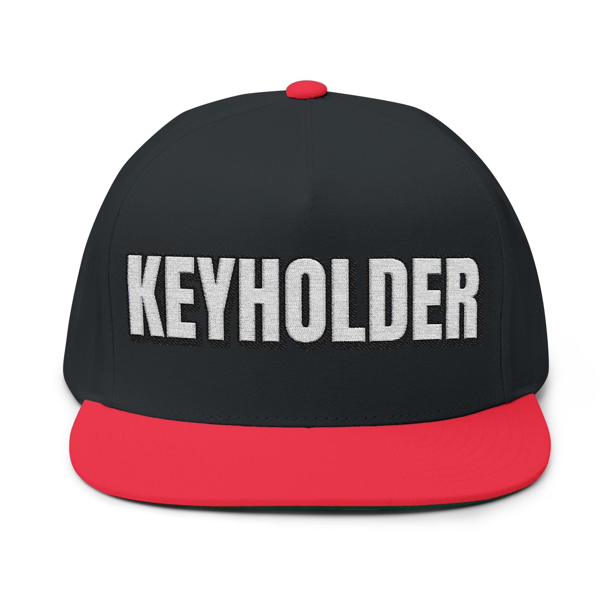 Hats One size / Black/Red INTO: KEYHOLDER Embroidered Flat Bill Cap – Chastity Dom Hat for Bold Tops & Erotic Power Play LEATHERDADDY BATOR