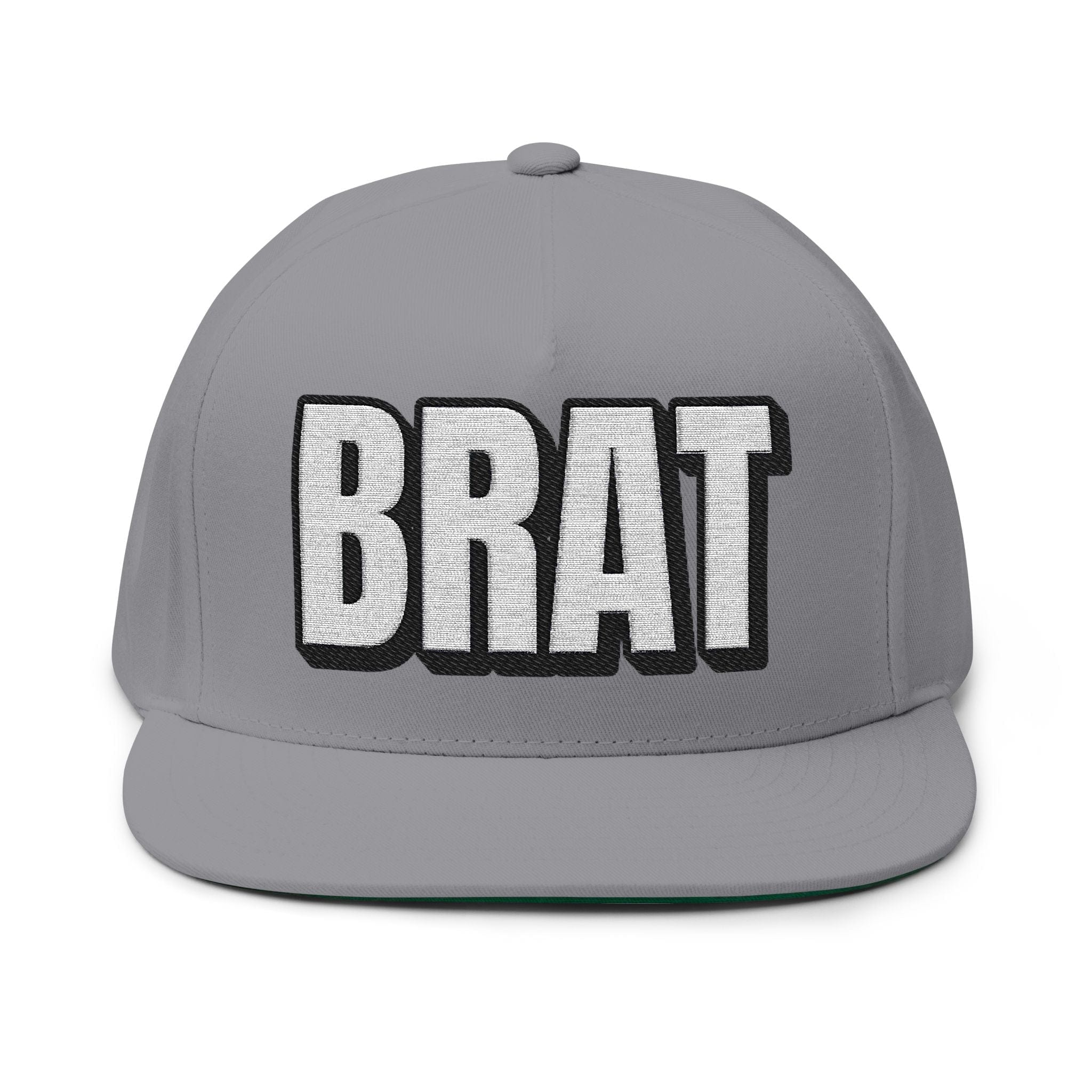 Hats One size / Grey INTO: BRAT Embroidered Flat Bill Cap – Kink Hat for Teasers, Toppers-in-Training & Playfully Disobedient Subs LEATHERDADDY BATOR