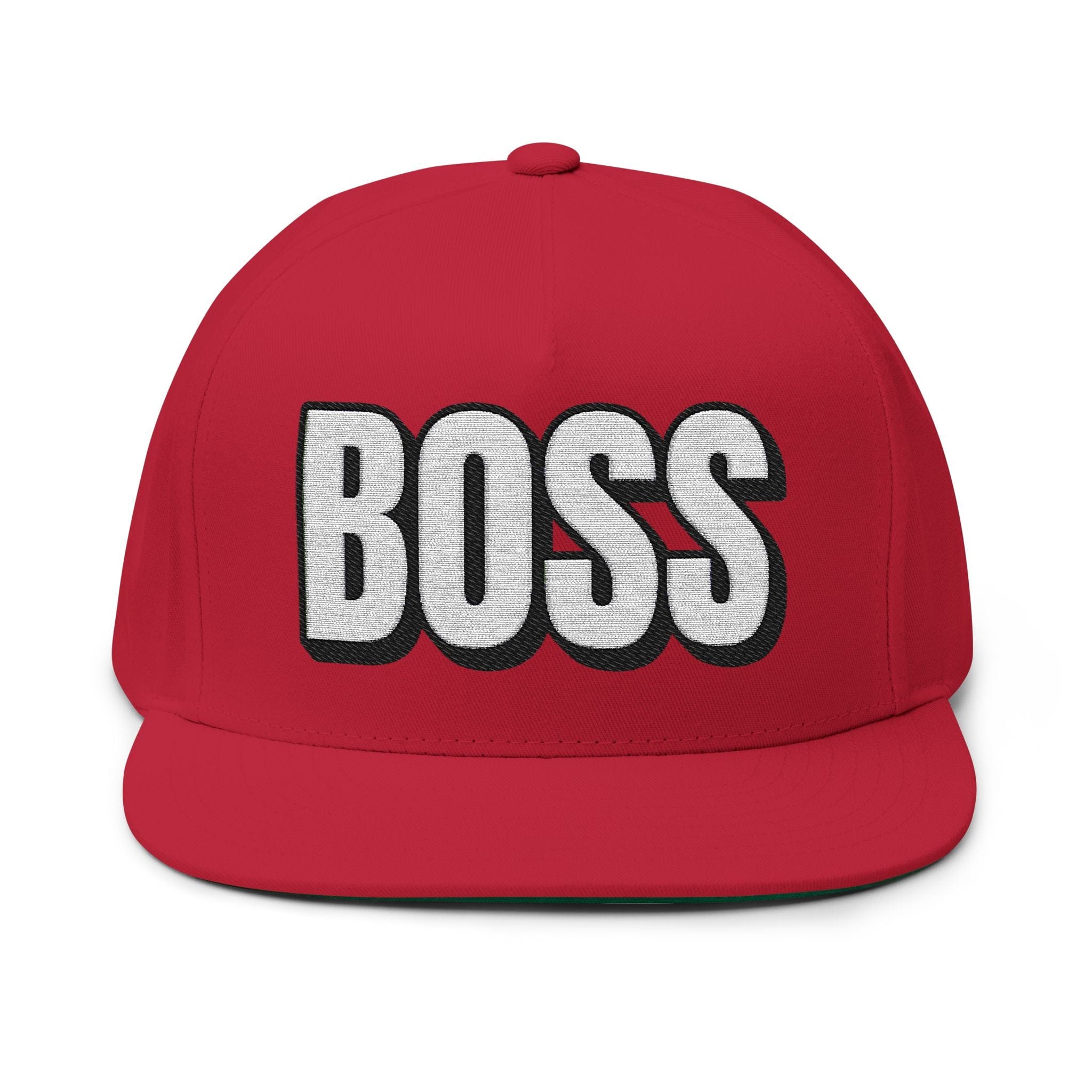 Hats One size / Red INTO: BOSS Embroidered Flat Bill Cap – Bold Hat for Leaders, Power Players & Queer Authority LEATHERDADDY BATOR