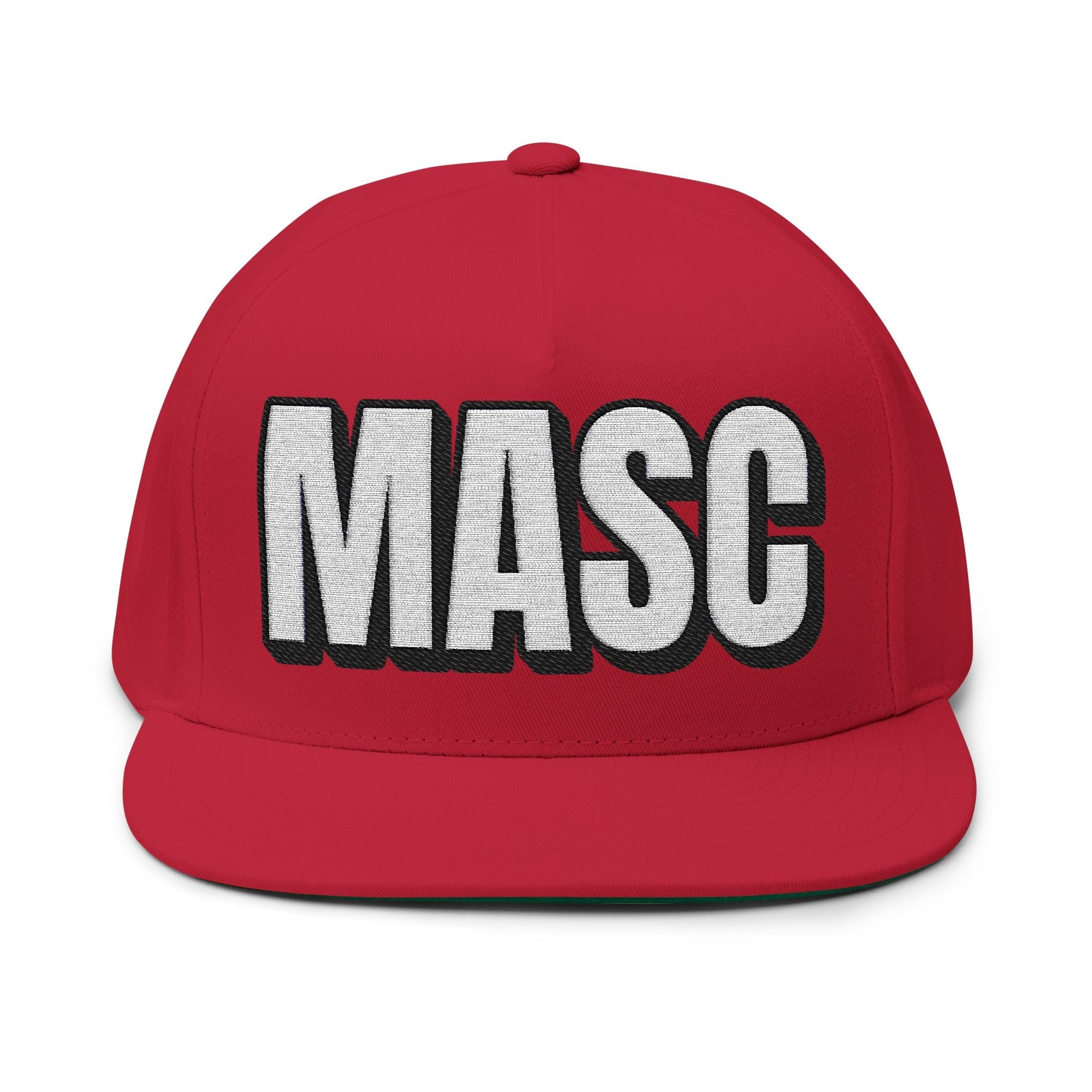 Hats One size / Red INTO: MASC Embroidered Flat Bill Cap – Queer Hat for Masculine Energy, Gender Euphoria & Bold Identity LEATHERDADDY BATOR
