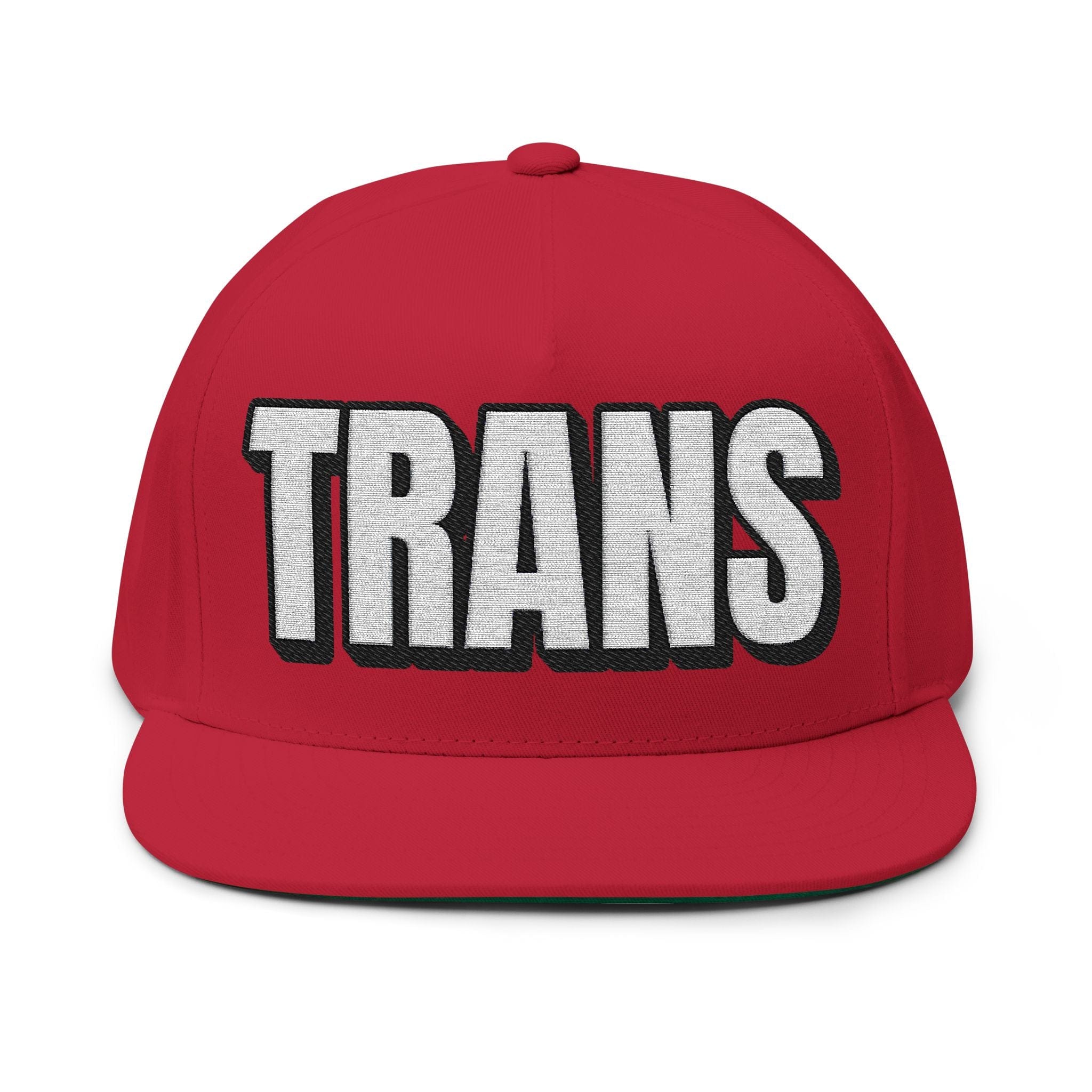 Hats One size / Red INTO: TRANS Embroidered Flat Bill Cap – Queer Hat for Trans Pride, Visibility & Power LEATHERDADDY BATOR