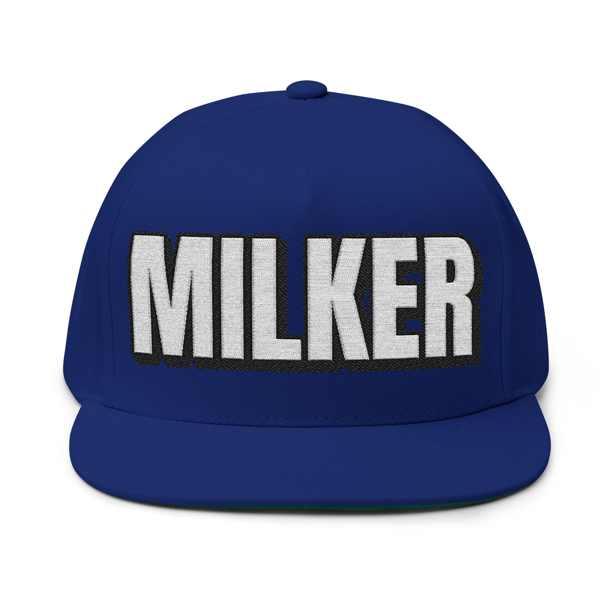 Hats One size / Royal INTO: MILKER Embroidered Flat Bill Cap – Kink Hat for Edgers, JO Hypno Fans & Total Drain Addicts LEATHERDADDY BATOR