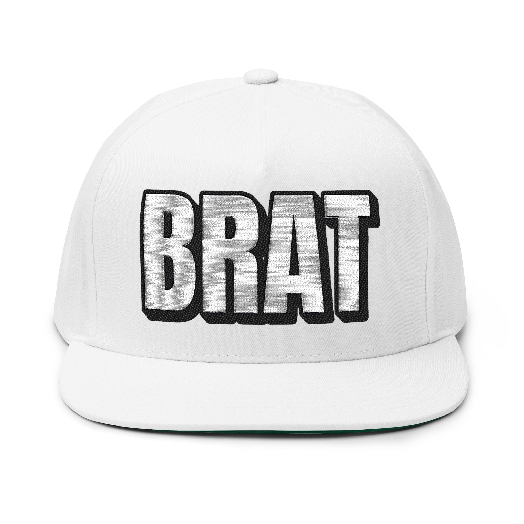Hats One size / White INTO: BRAT Embroidered Flat Bill Cap – Kink Hat for Teasers, Toppers-in-Training & Playfully Disobedient Subs LEATHERDADDY BATOR