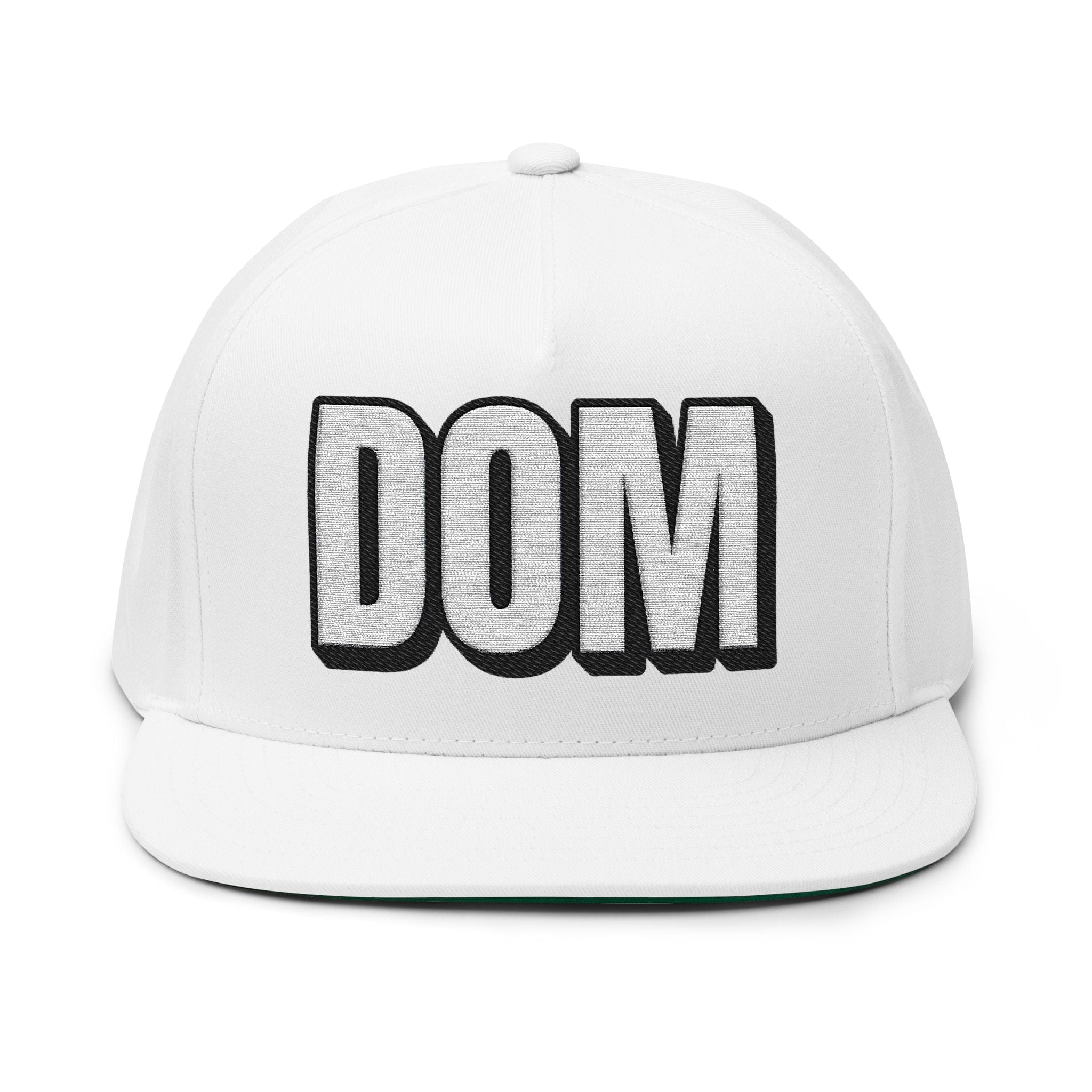 Hats One size / White INTO: DOM Embroidered Flat Bill Cap – Kink Hat for Dominants, Masters, and Power Players LEATHERDADDY BATOR