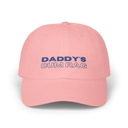 Hats Pink "Daddy's C*mRag" Embroidered Dad Cap (Blue Text) LEATHERDADDY BATOR