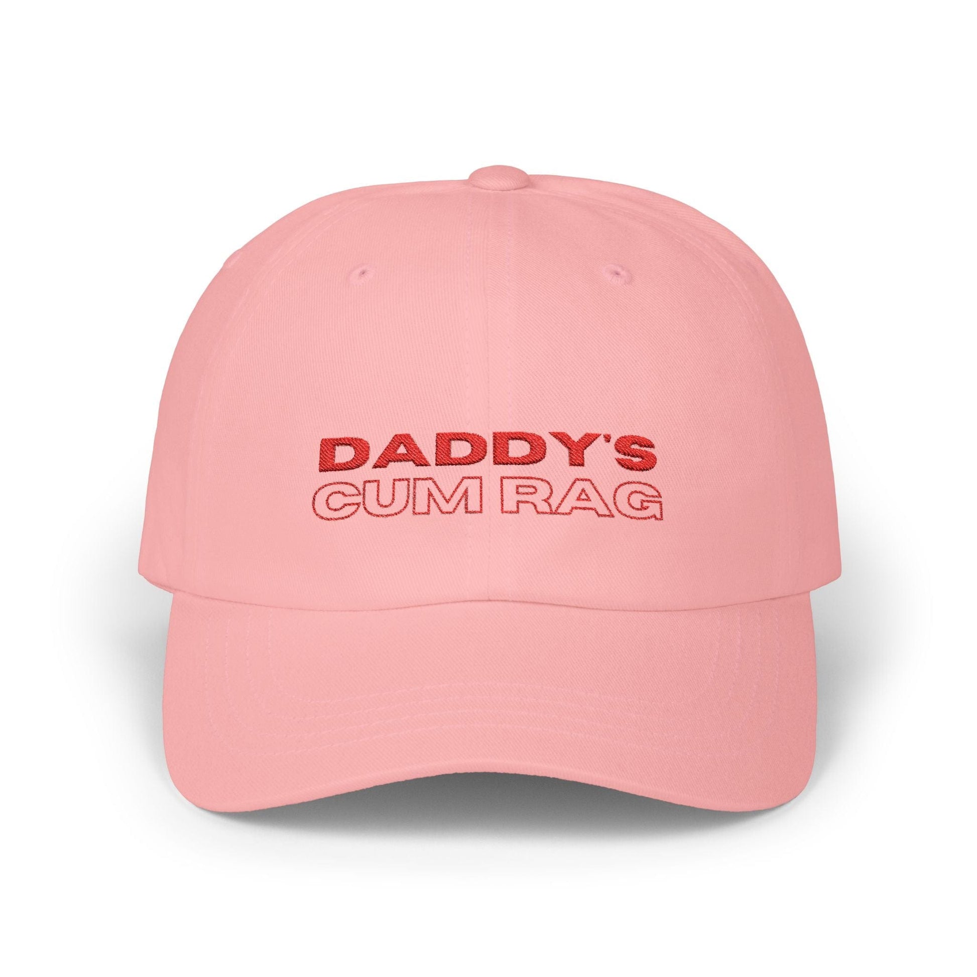 Hats Pink "Daddy's C*mRag" Embroidered Dad Cap (Red Text) LEATHERDADDY BATOR