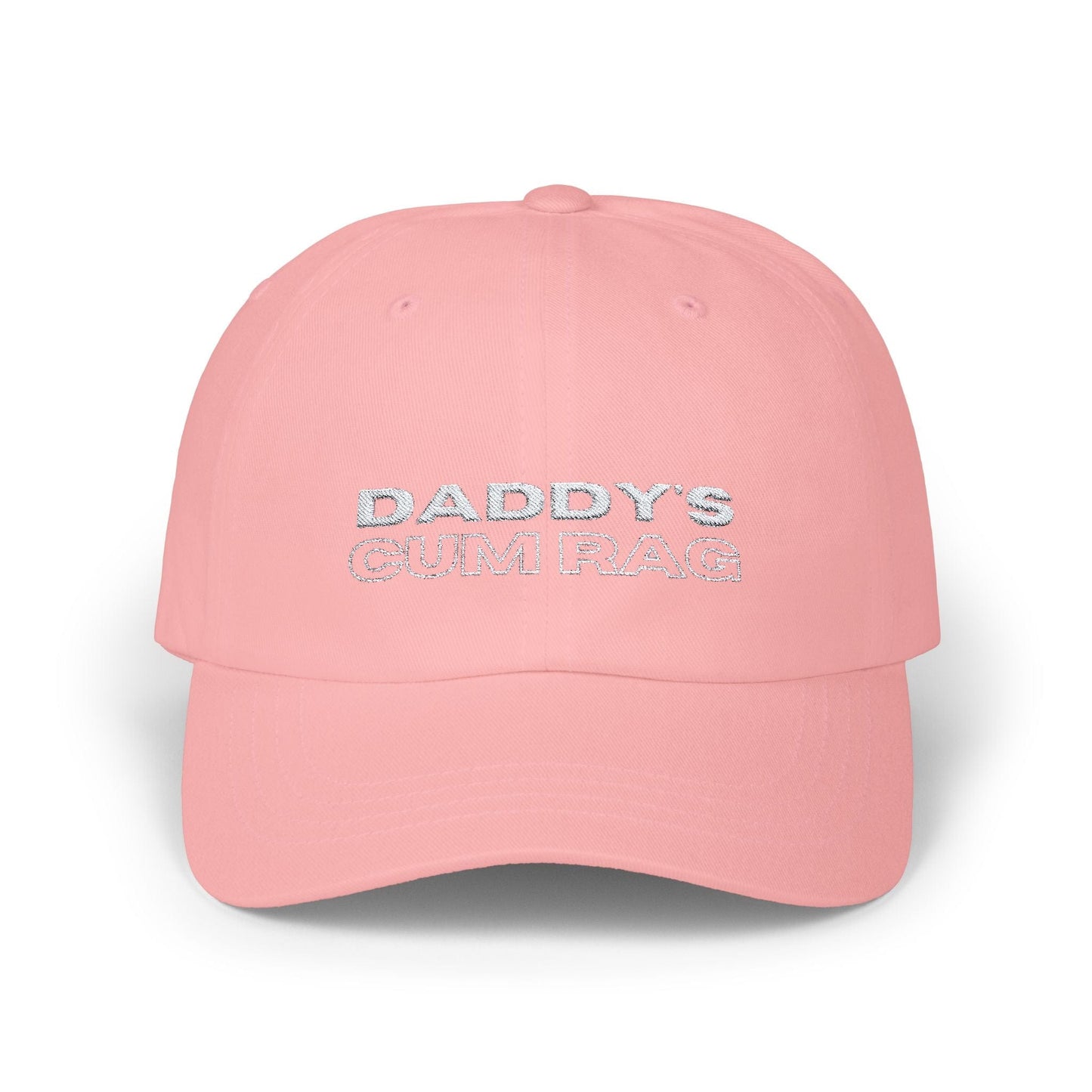 Hats Pink "Daddy's C*mRag" Embroidered Dad Cap (white text) LEATHERDADDY BATOR