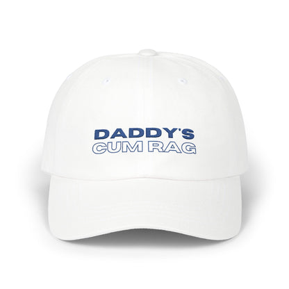 Hats White "Daddy's C*mRag" Embroidered Dad Cap (Blue Text) LEATHERDADDY BATOR