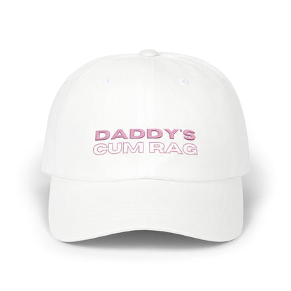 Hats White "Daddy's C*mRag" Embroidered Dad Cap (Pink Text) LEATHERDADDY BATOR