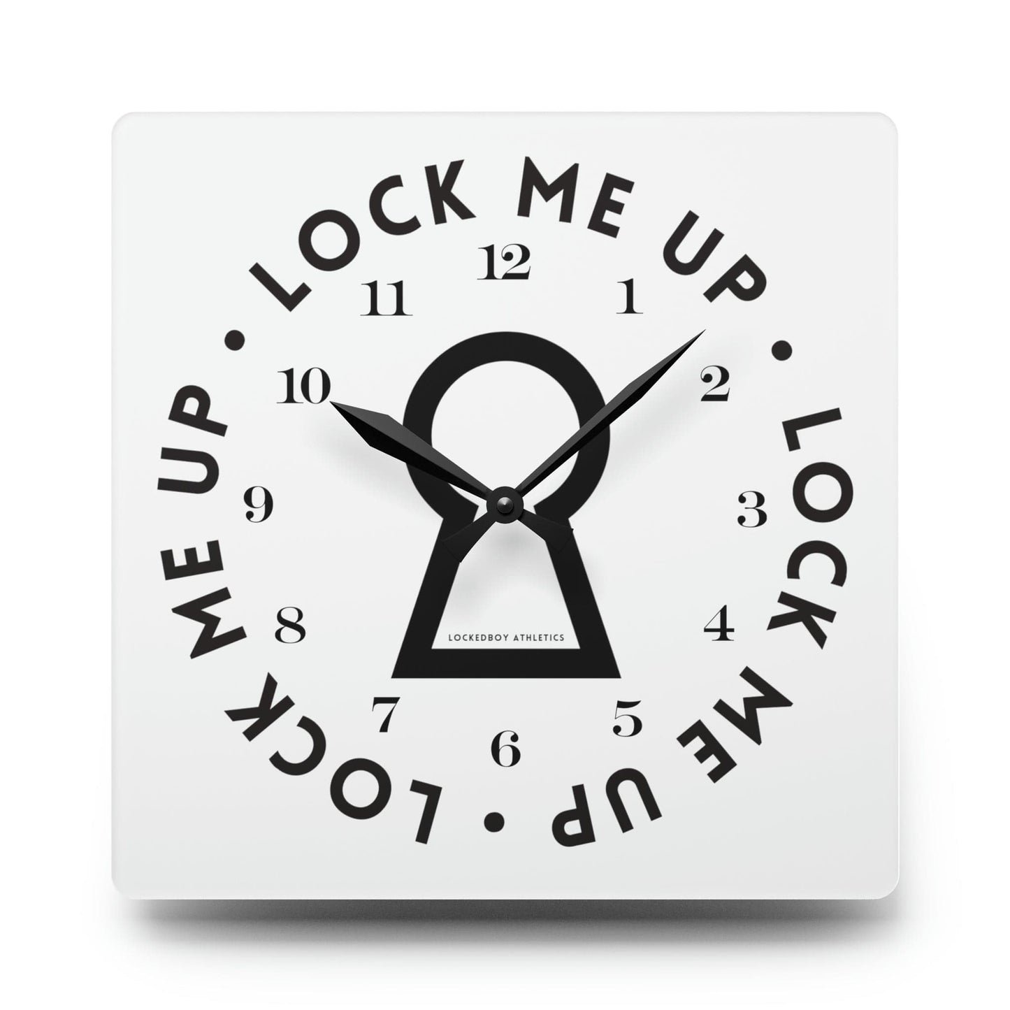 Home Decor 10.75'' × 10.75'' (Square) Lock Me Up Acrylic Wall Clock LEATHERDADDY BATOR