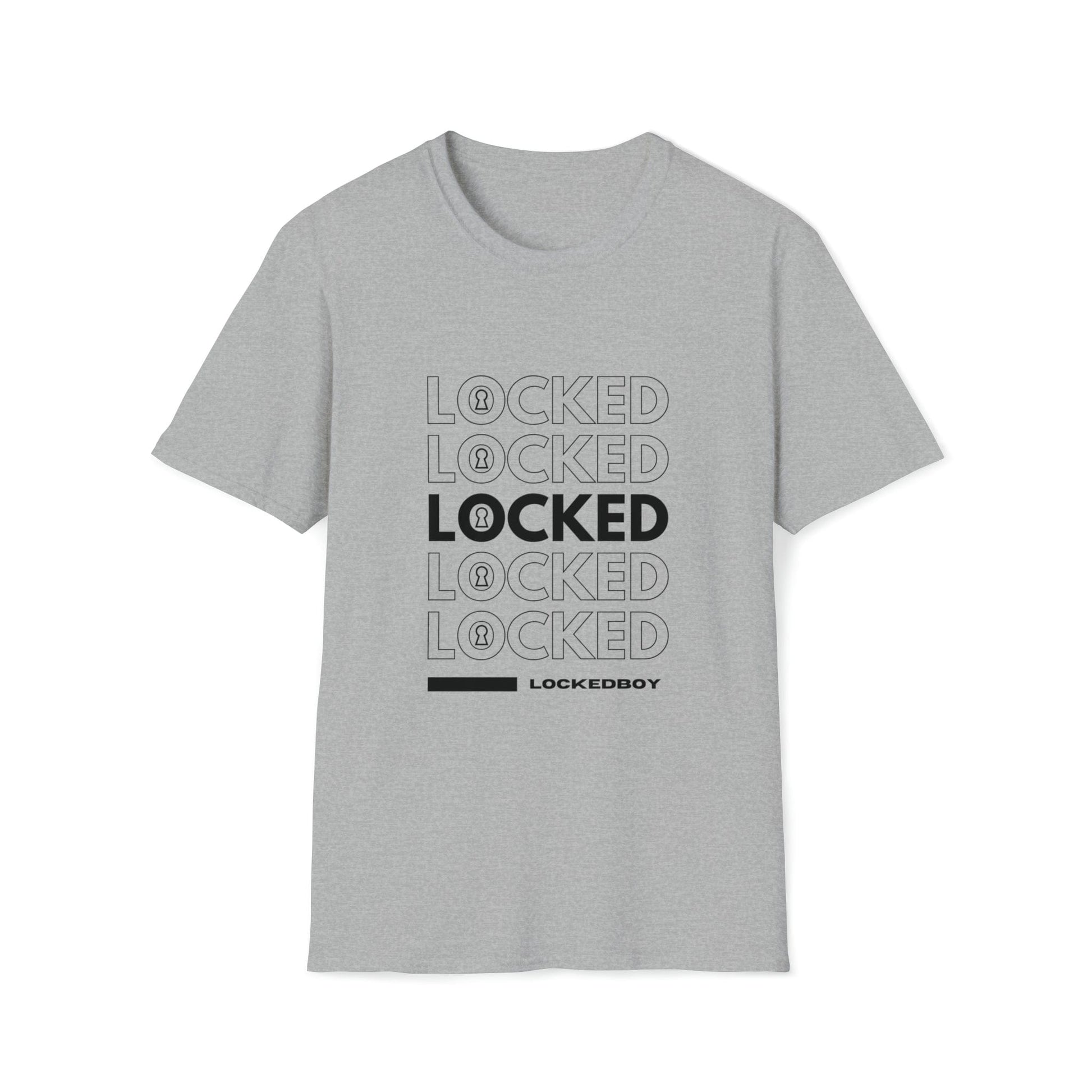 T-Shirt Sport Grey / S LOCKED Inspo (black text) - Chastity Shirts by LockedBoy Athletics LEATHERDADDY BATOR