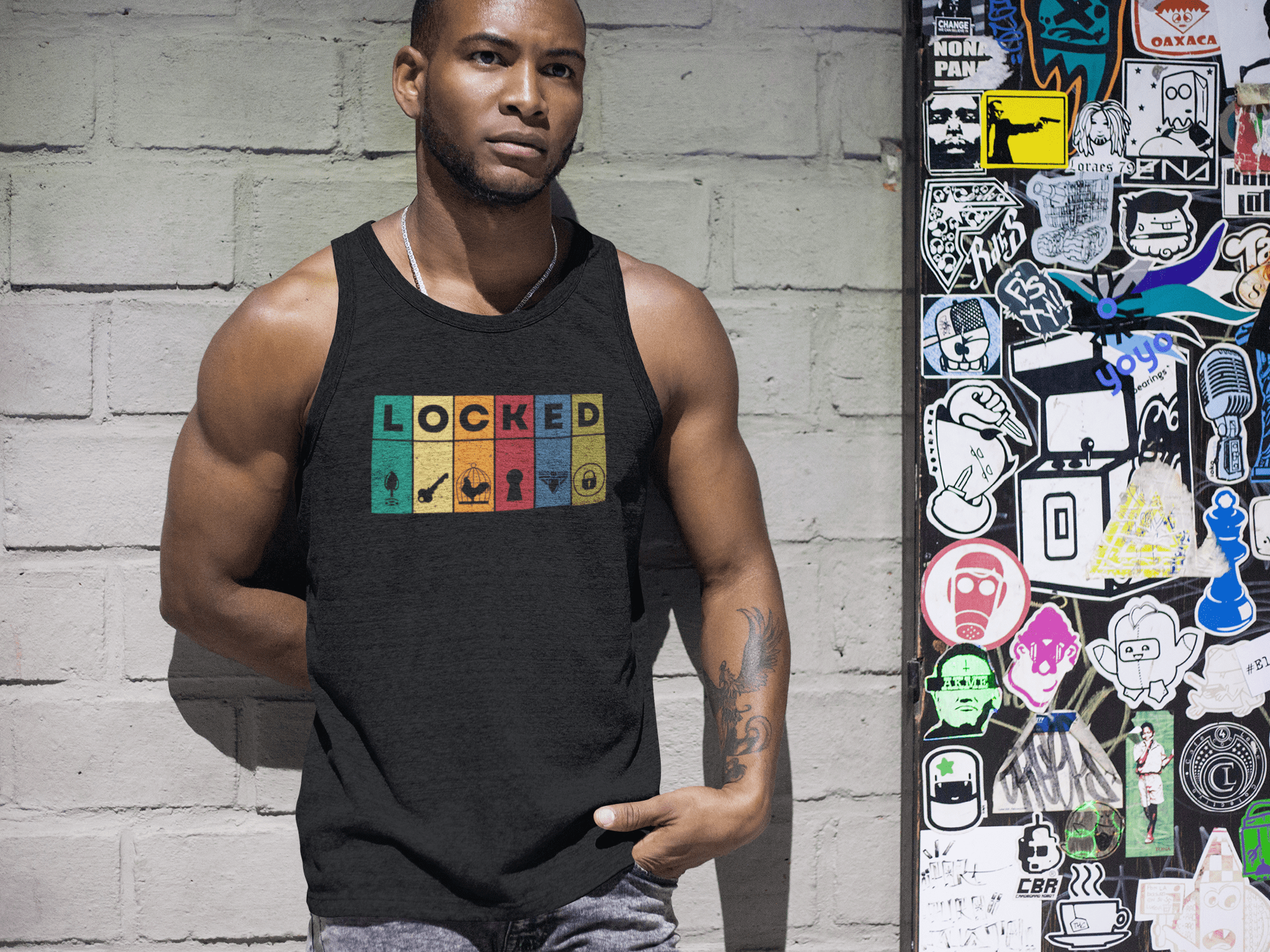 Tank Top LOCKED Blocks Tank Top - LockedBoy Athletics Chastity Themed Tshirts LEATHERDADDY BATOR